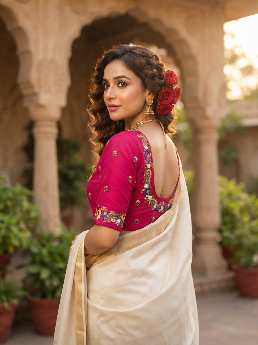 Kumkum Blossom Handwork Blouse