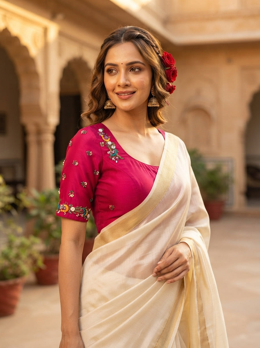 Kumkum Blossom Handwork Blouse
