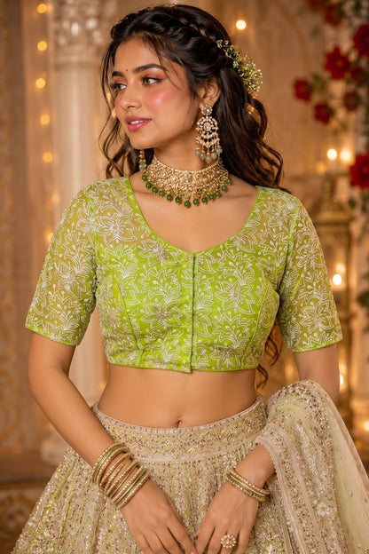 Organza Twist – All Over Embroidered Organza Blouse
