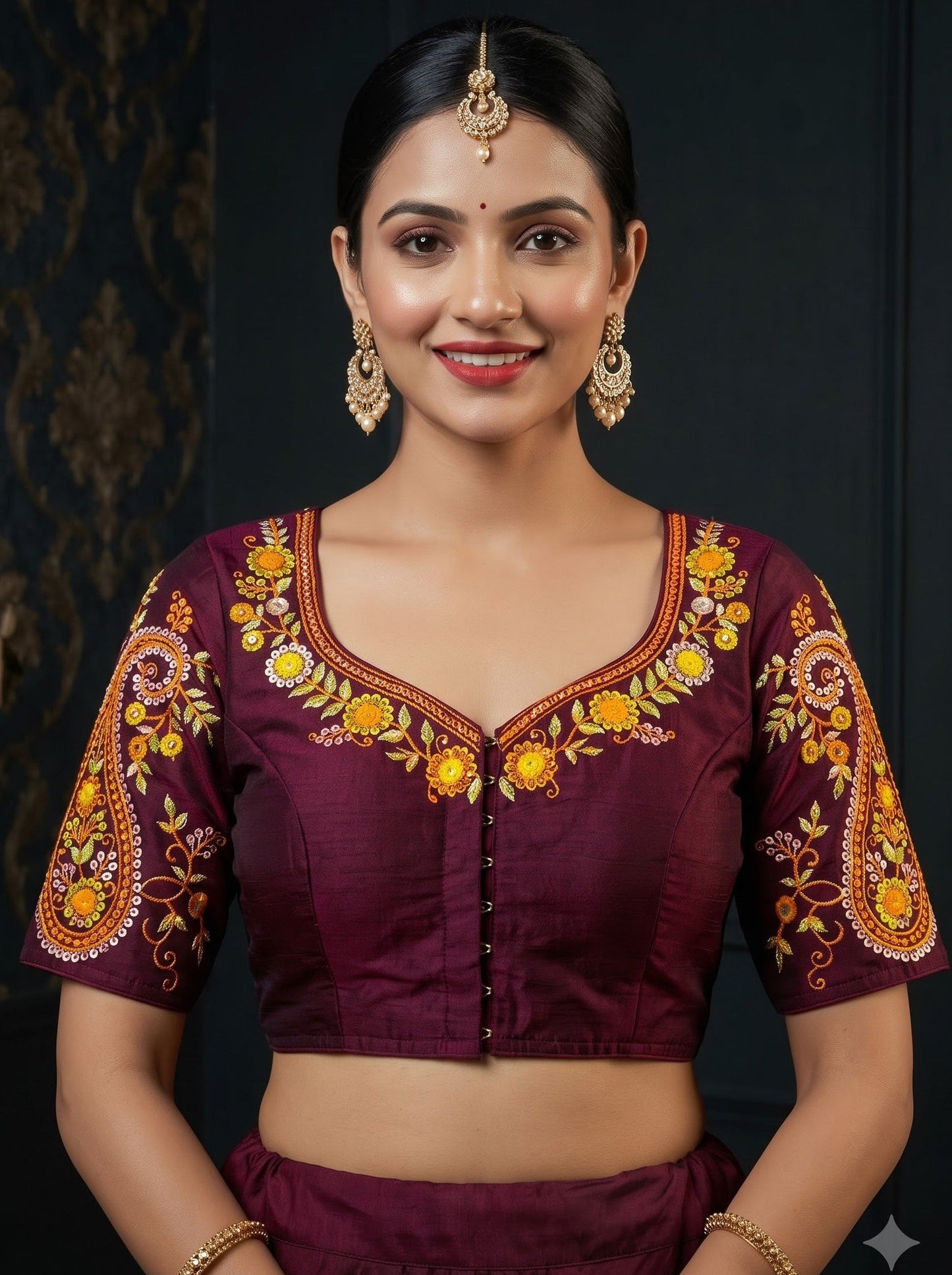 Festive Paisley Vichitra Silk Blouse
