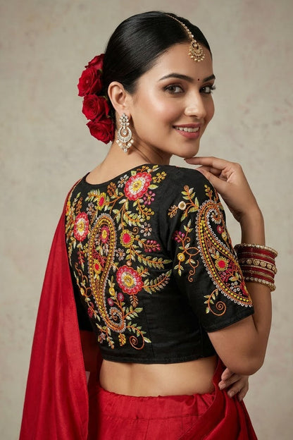 Festive Paisley Vichitra Silk Blouse