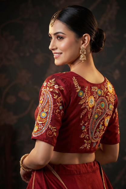 Festive Paisley Vichitra Silk Blouse