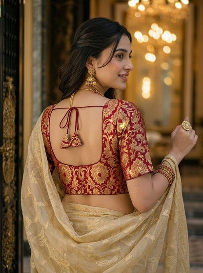 Dreamy Lens-Katan Silk Banarasi Blouse