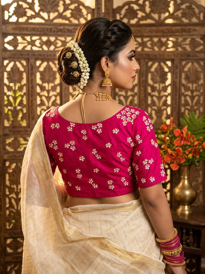 Shiuli Flower Designer Blouse(Pink)