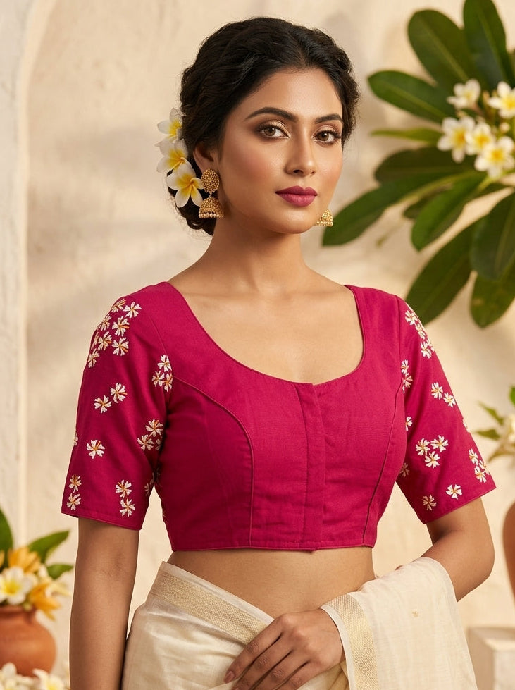 Shiuli Flower Designer Blouse(Pink)