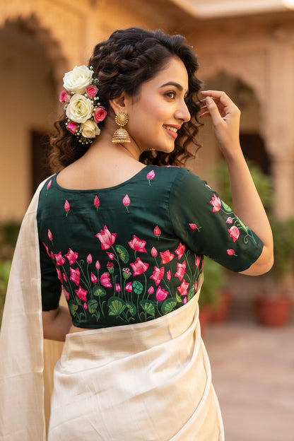 Lotus Majesty Vichitra Silk Blouse