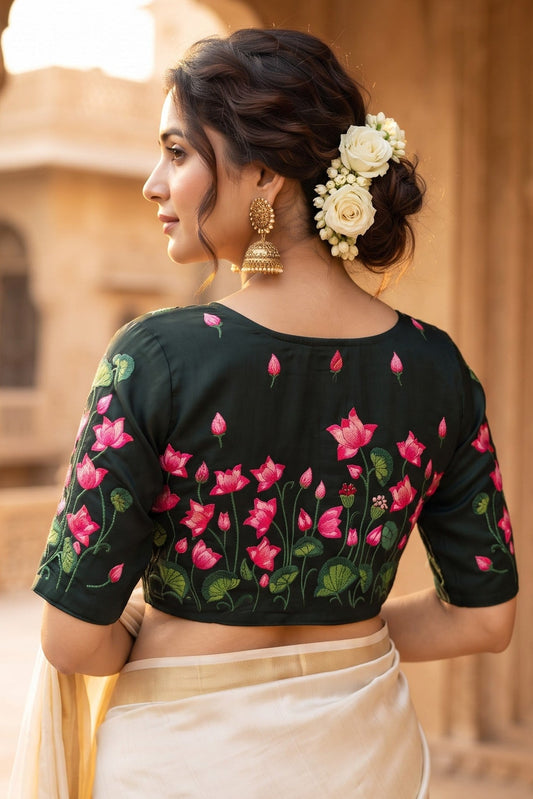 Lotus Majesty Vichitra Silk Blouse
