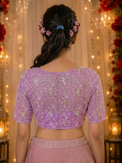 Organza Twist – All Over Embroidered Organza Blouse