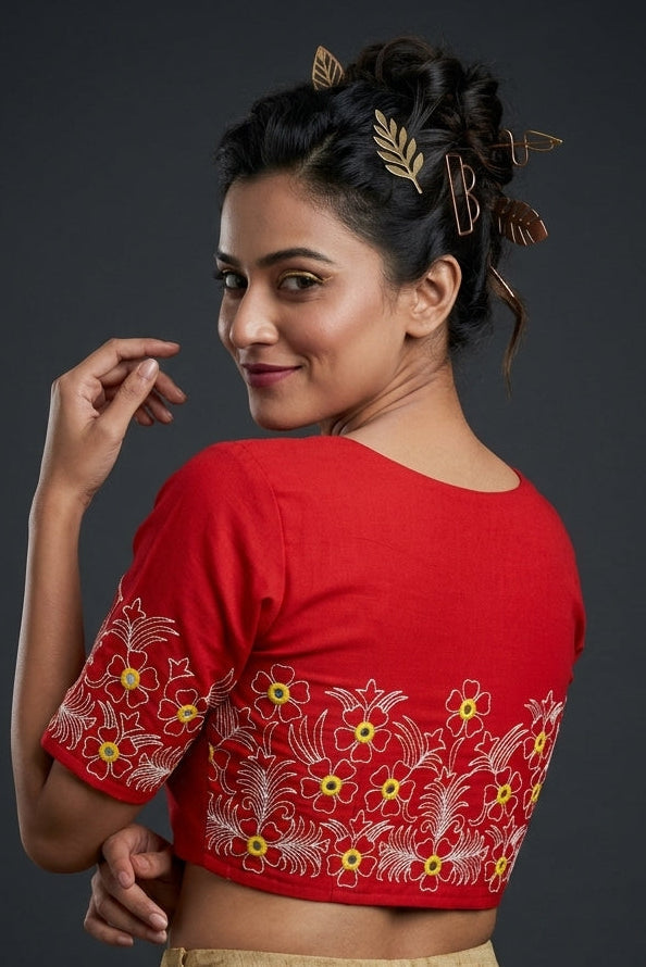 Mirror Magic & Flowers- Embroidered Blouse