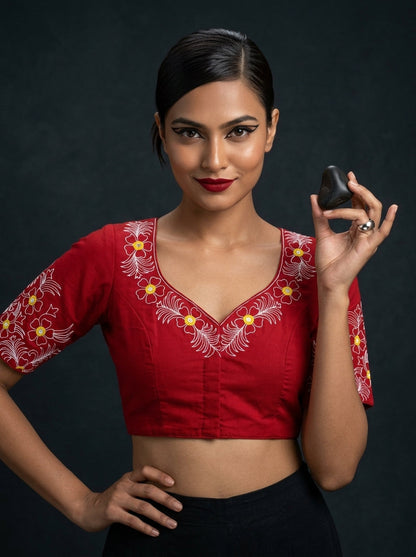 Mirror Magic & Flowers- Embroidered Blouse