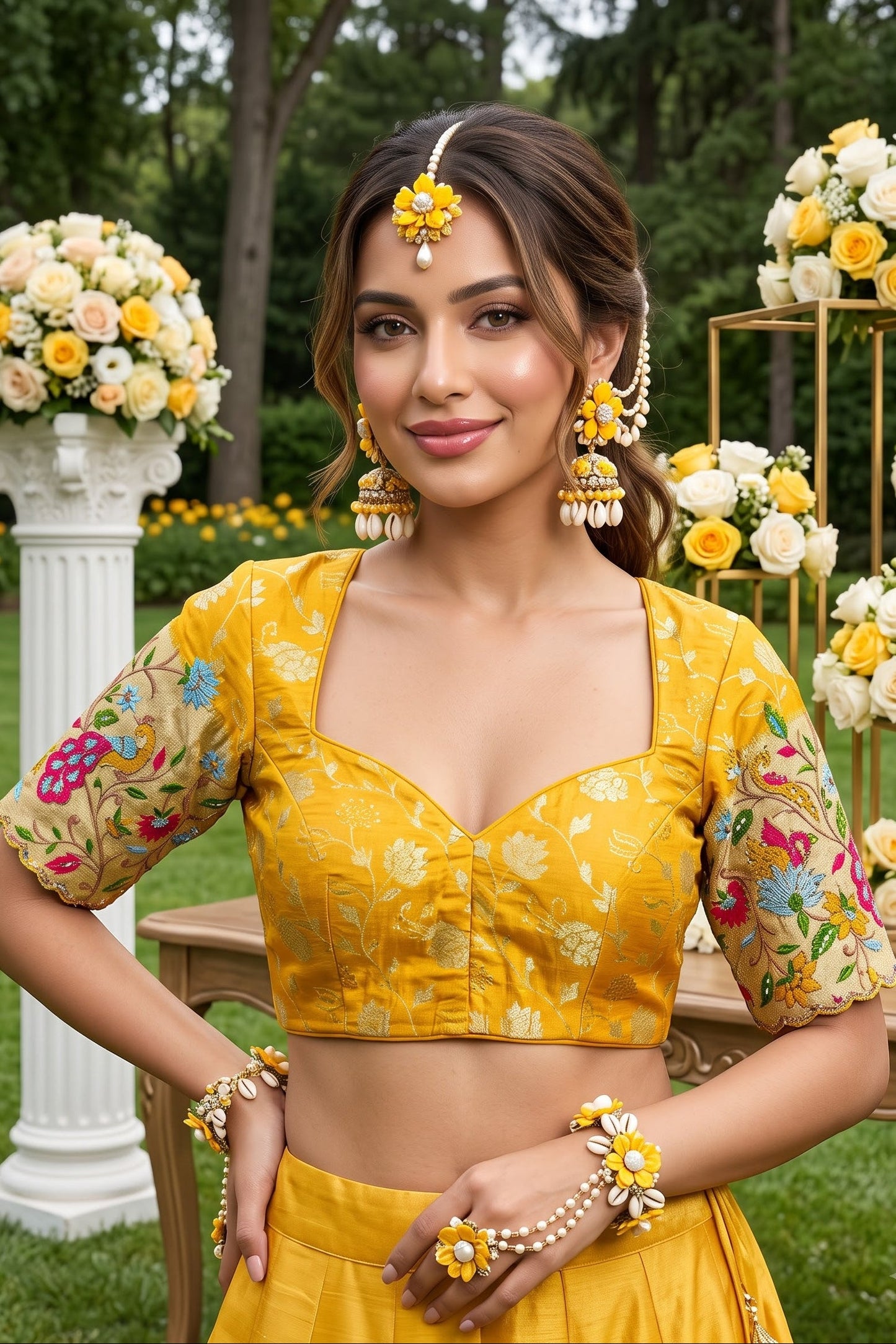 Language of Flowers – Designer Tissue Jacquard Blouse