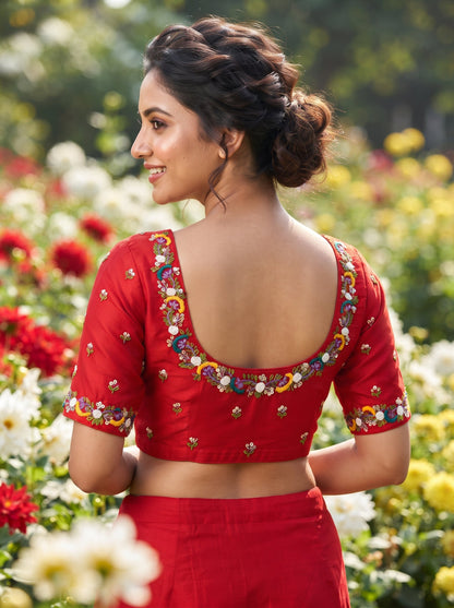 Kumkum Blossom Handwork Blouse