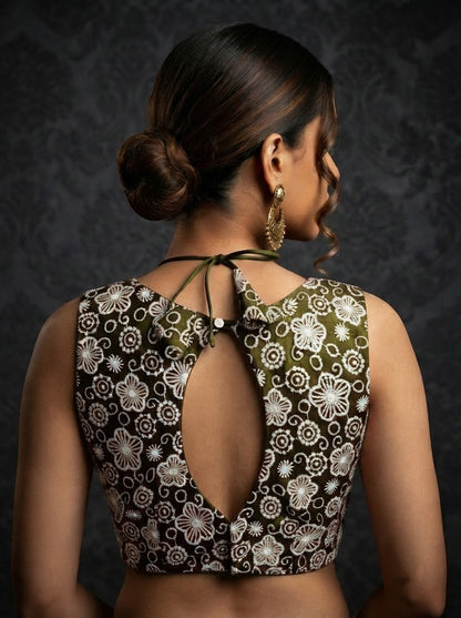 The Glam Edit Vichitra Silk Embroidered Blouse