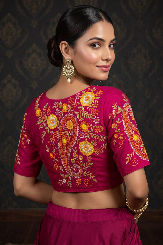Festive Paisley Vichitra Silk Blouse