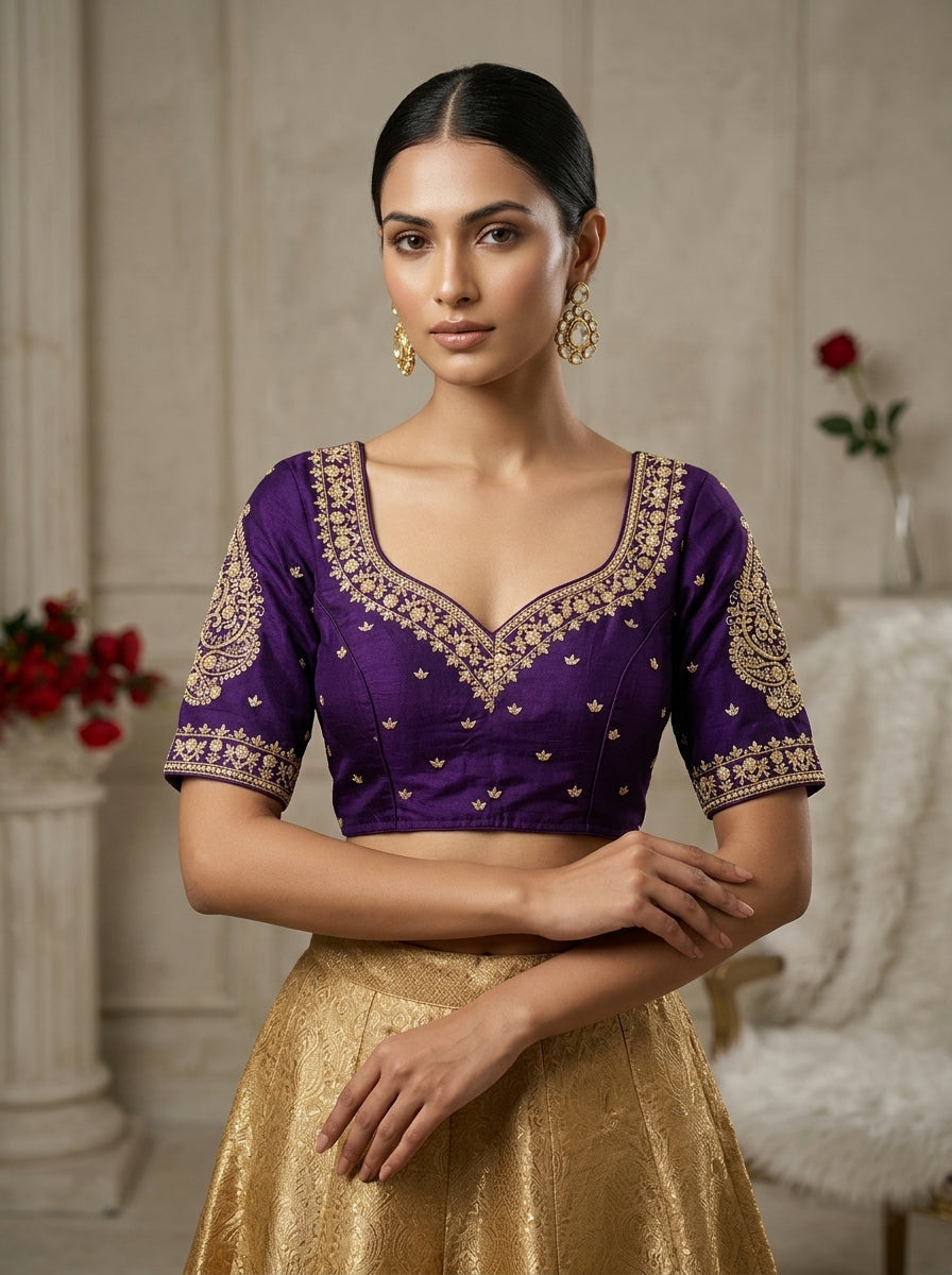Portrait of Royalty Vichitra Silk Blouse