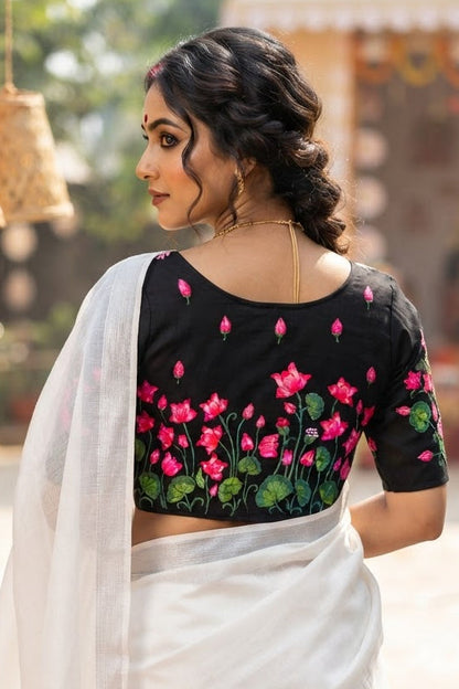 Lotus Majesty Vichitra Silk Blouse