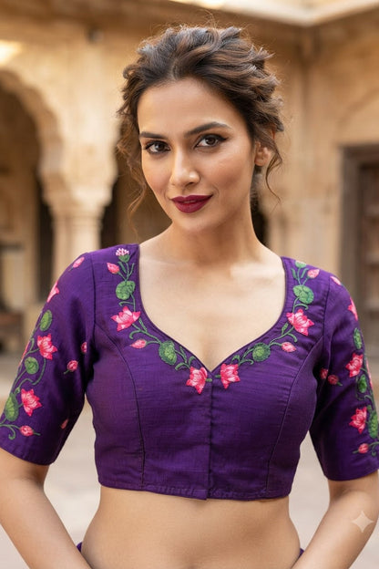 Lotus Majesty Vichitra Silk Blouse