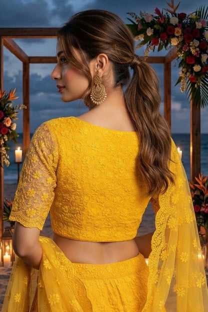 Enchanted Bloom Heritage Net Chikankari Blouse