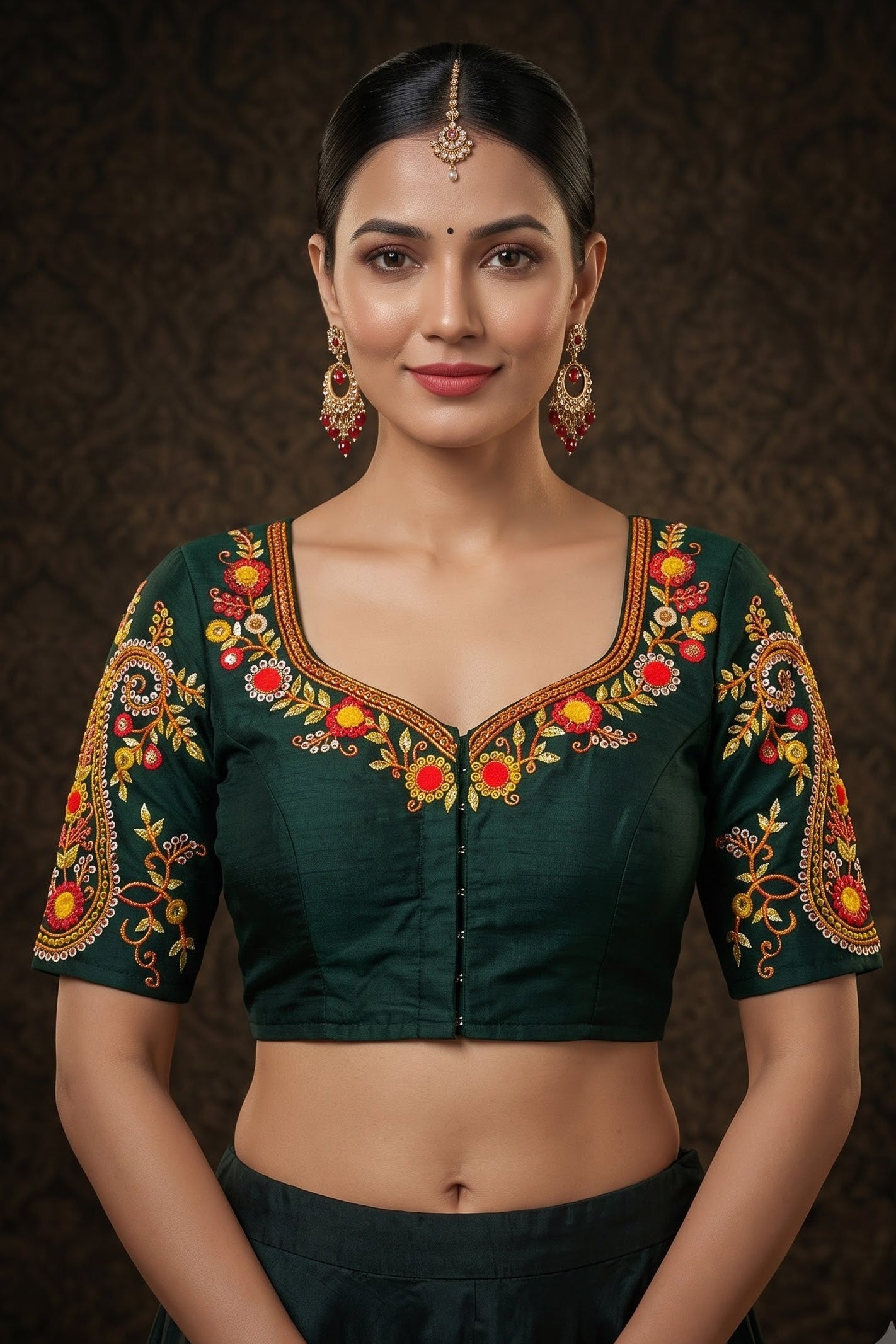 Festive Paisley Vichitra Silk Blouse