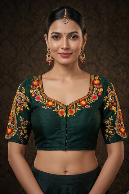 Festive Paisley Vichitra Silk Blouse