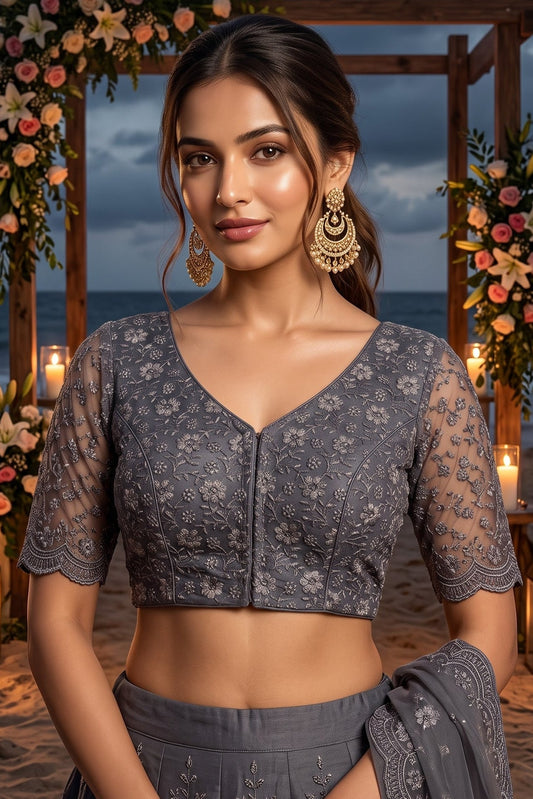 Magnificent Bloom Heritage Net Chikankari Blouse