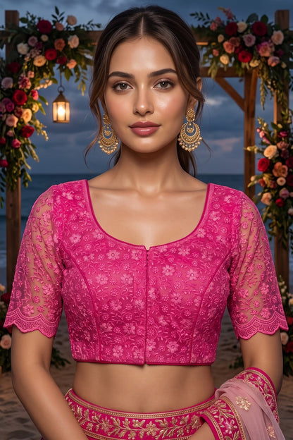 Enchanted Bloom Heritage Net Chikankari Blouse