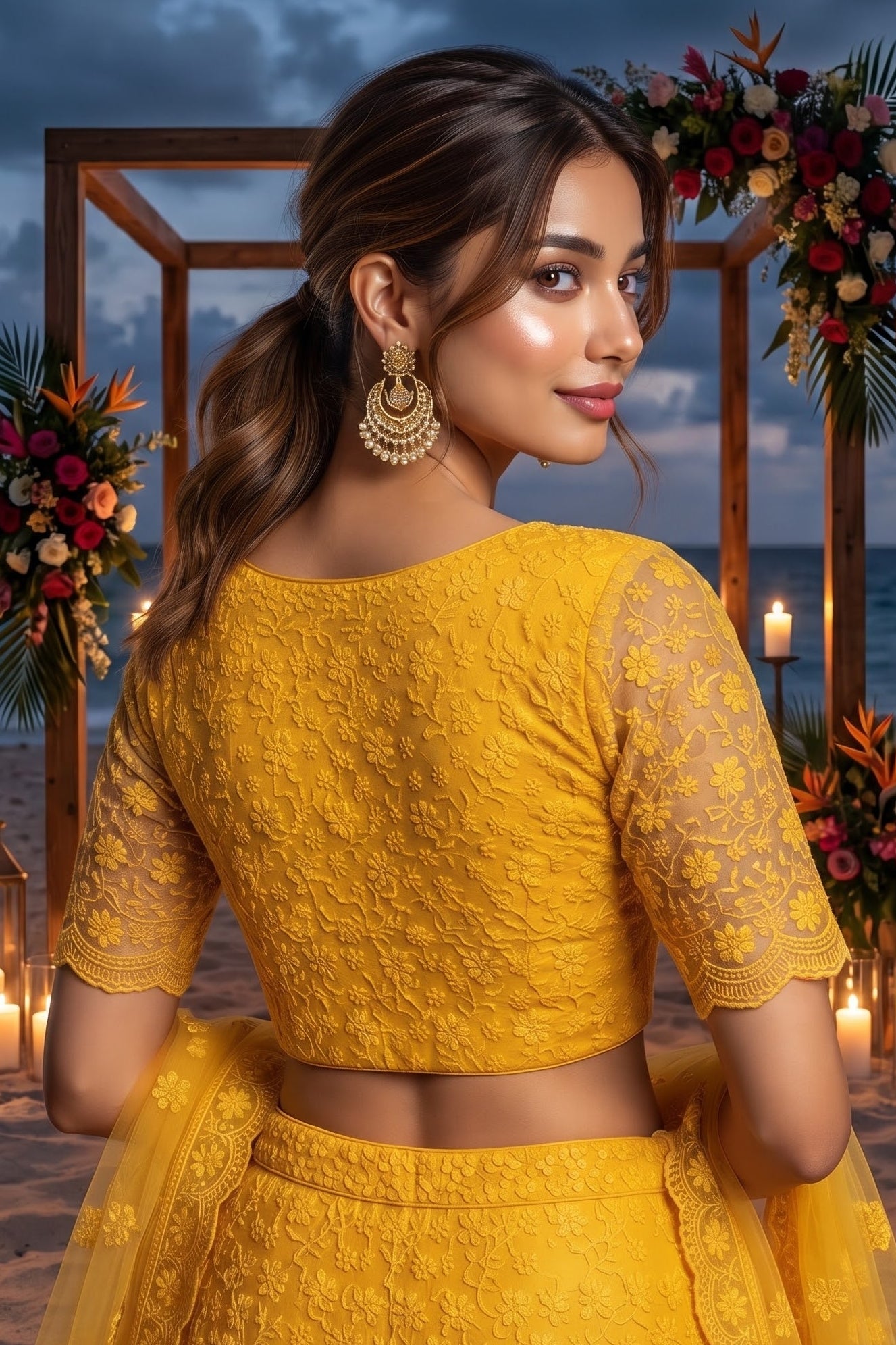 Enchanted Bloom Heritage Net Chikankari Blouse
