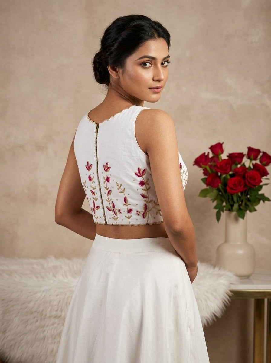 Rising Rever Floral Embroidery Blouse