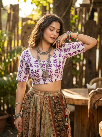 Dreamy Cute-Printed Cotton Designer Blouse