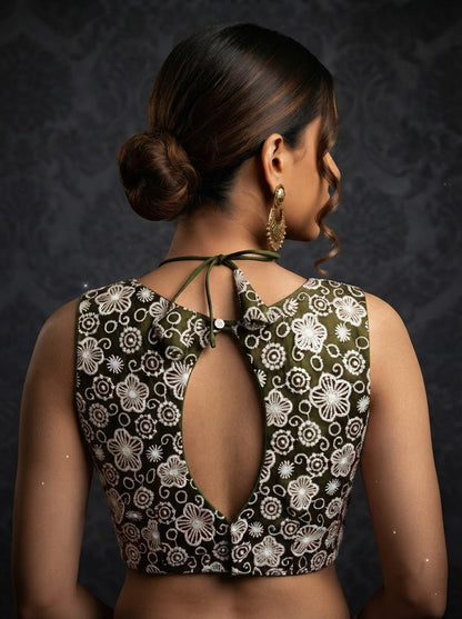 The Glam Edit Vichitra Silk Embroidered Blouse