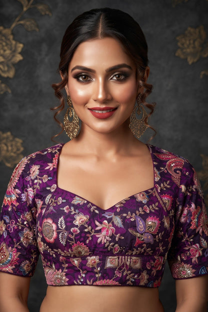 Own The Crown – Designer Zari & Sequins Crepe Blouse