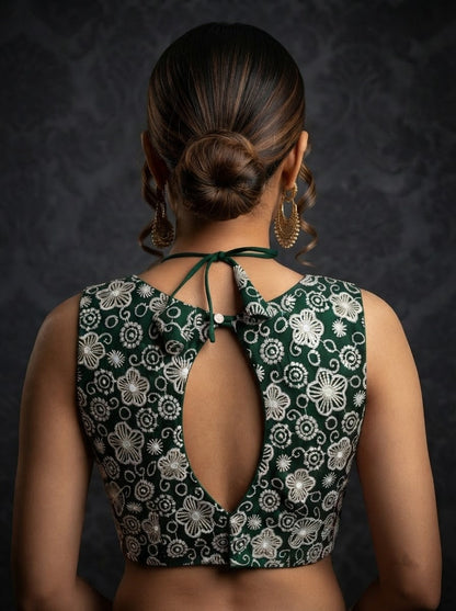 The Glam Edit Vichitra Silk Embroidered Blouse