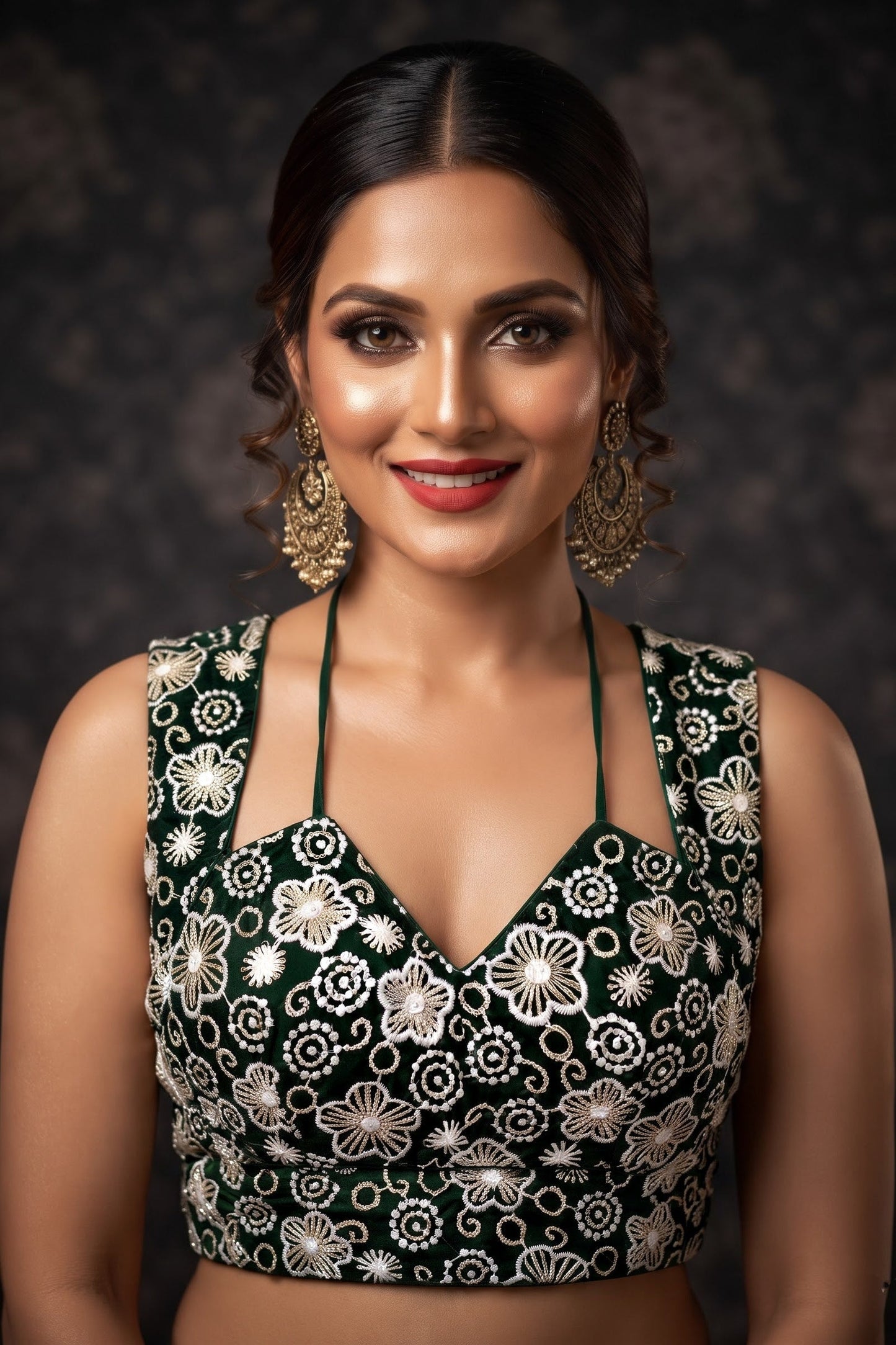 The Glam Edit Vichitra Silk Embroidered Blouse