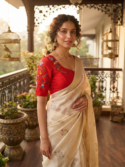 Floral Symphony Handwork Blouse