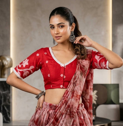 Ethni Cool Blossom Muslin Jamdani Blouse