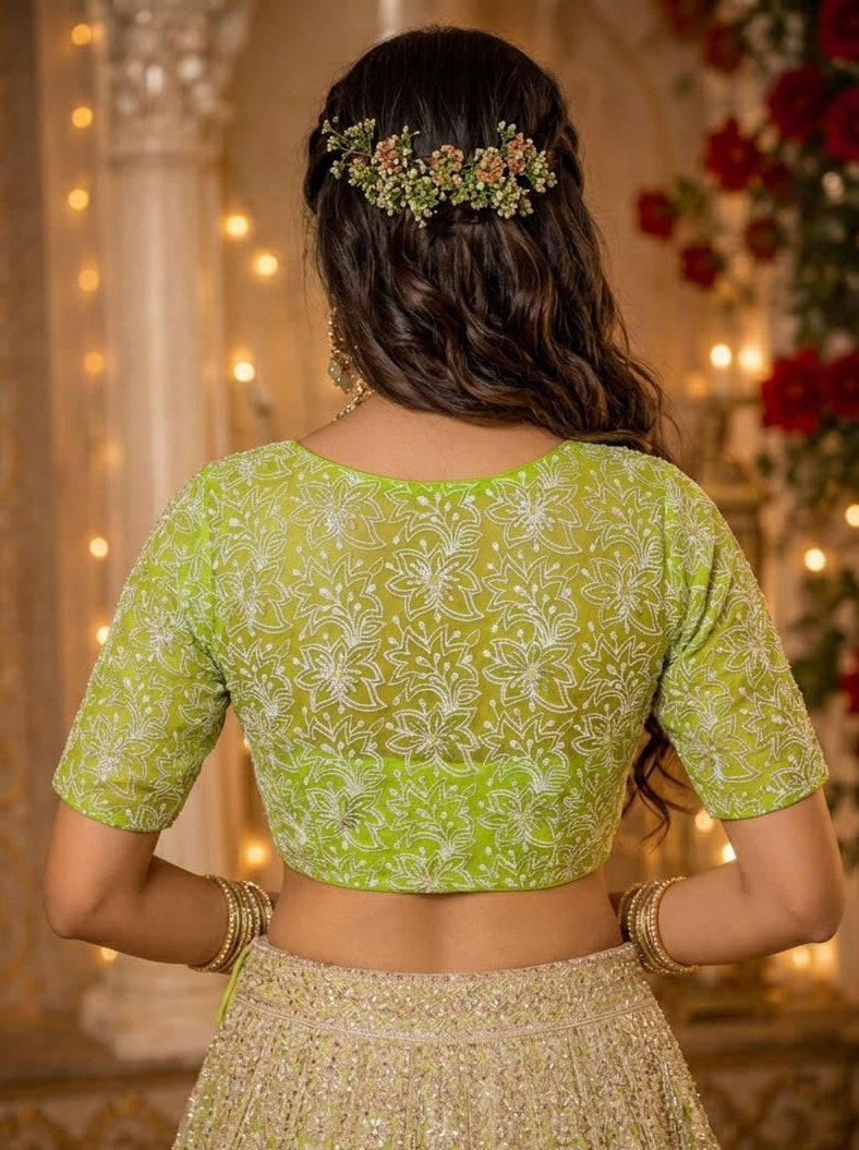 Organza Twist – All Over Embroidered Organza Blouse