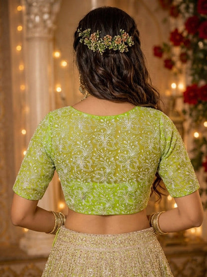 Organza Twist – All Over Embroidered Organza Blouse