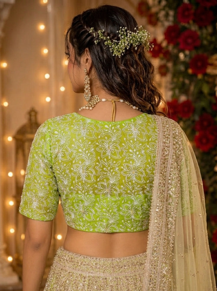 Organza Twist – All Over Embroidered Organza Blouse