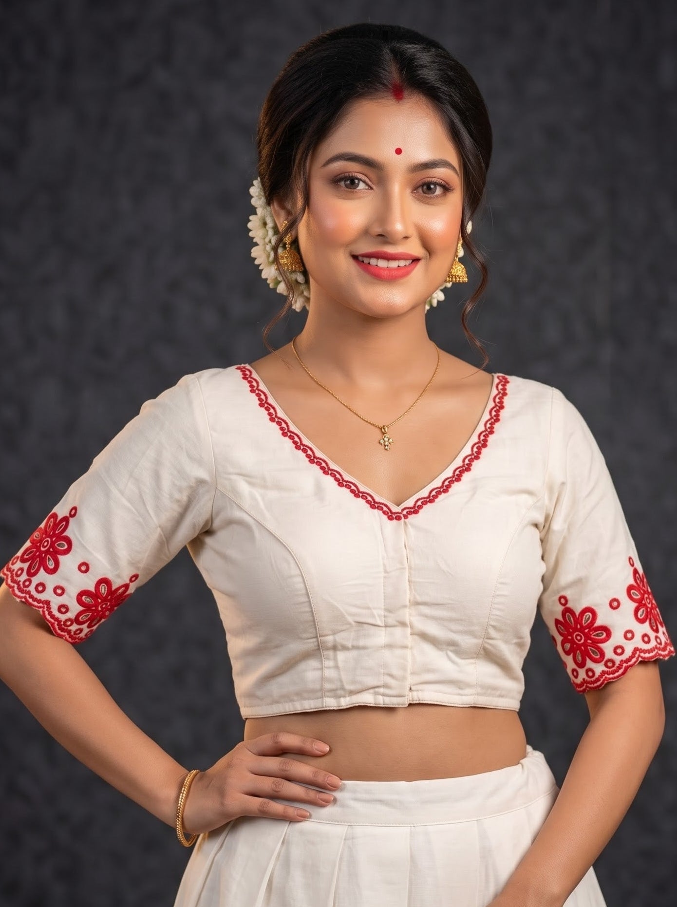 A Crown of Petals Cotton Embroidered Blouse
