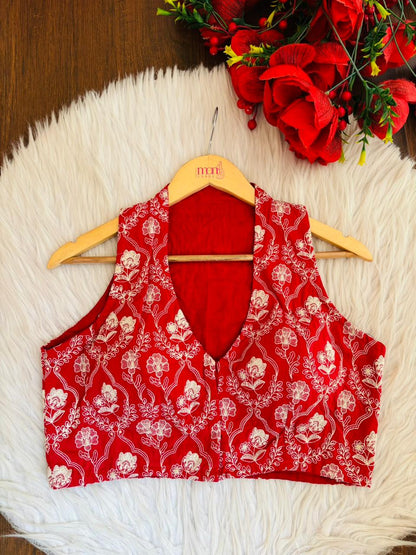 Red Heart Embroidered Blouse