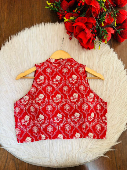 Red Heart Embroidered Blouse