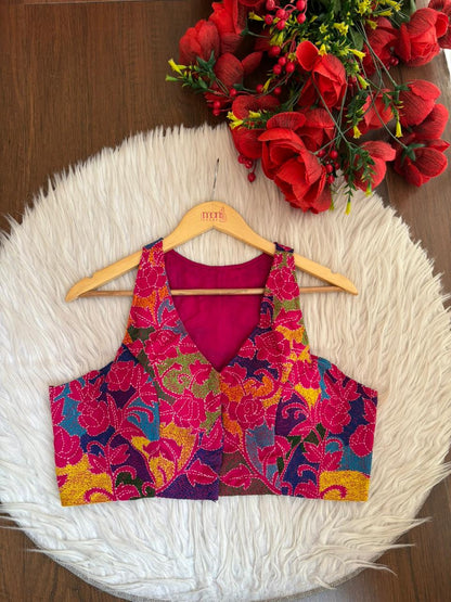 Queen Pink Kantha Stitch Blouse