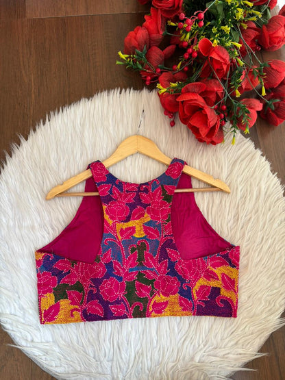 Queen Pink Kantha Stitch Blouse