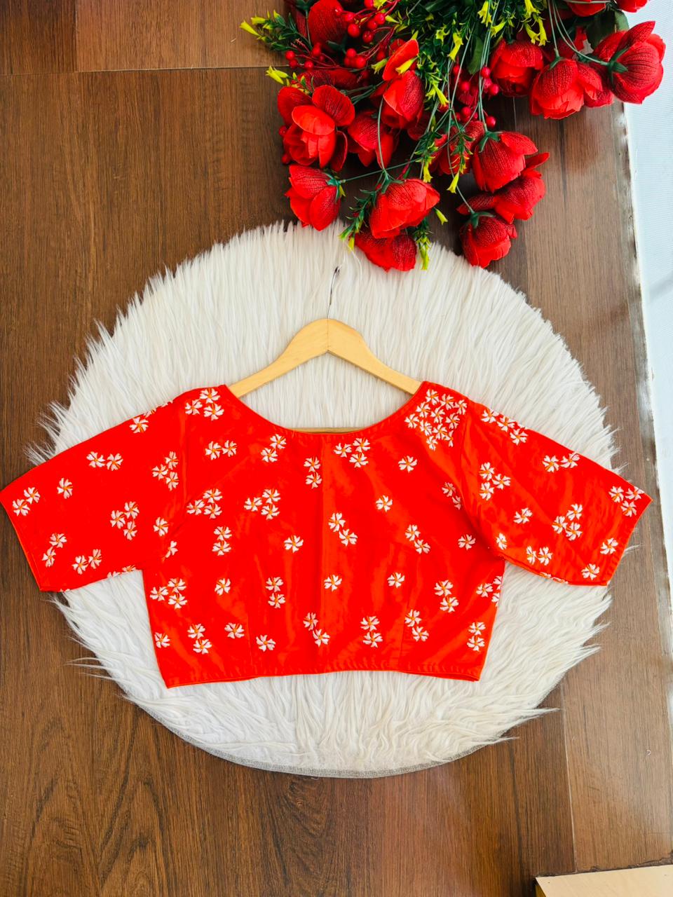 Shiuli Flower Designer Blouse(Orange)