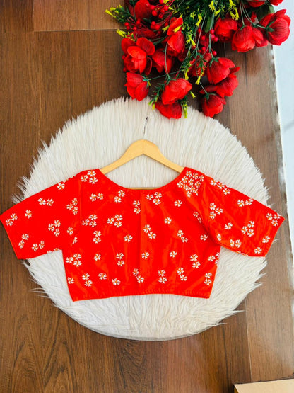 Shiuli Flower Designer Blouse(Orange)