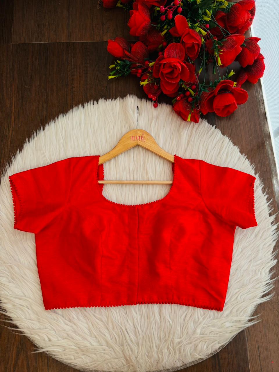 Red Tuilip Fancy Silk Blouse