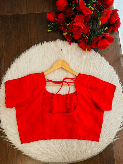 Red Tuilip Fancy Silk Blouse