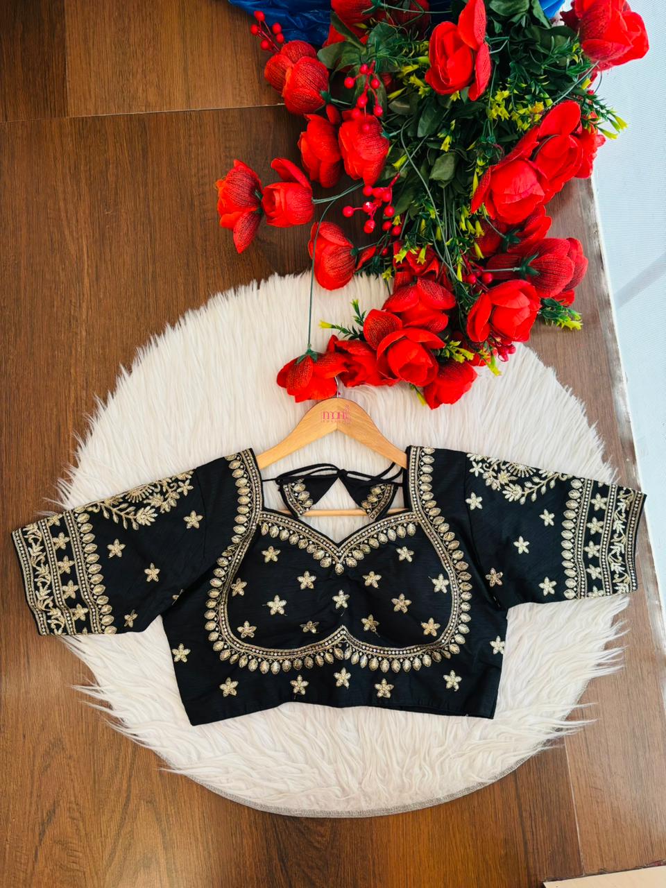 Black Fancy Silk Blouse