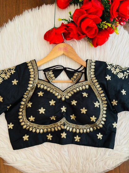 Black Fancy Silk Blouse