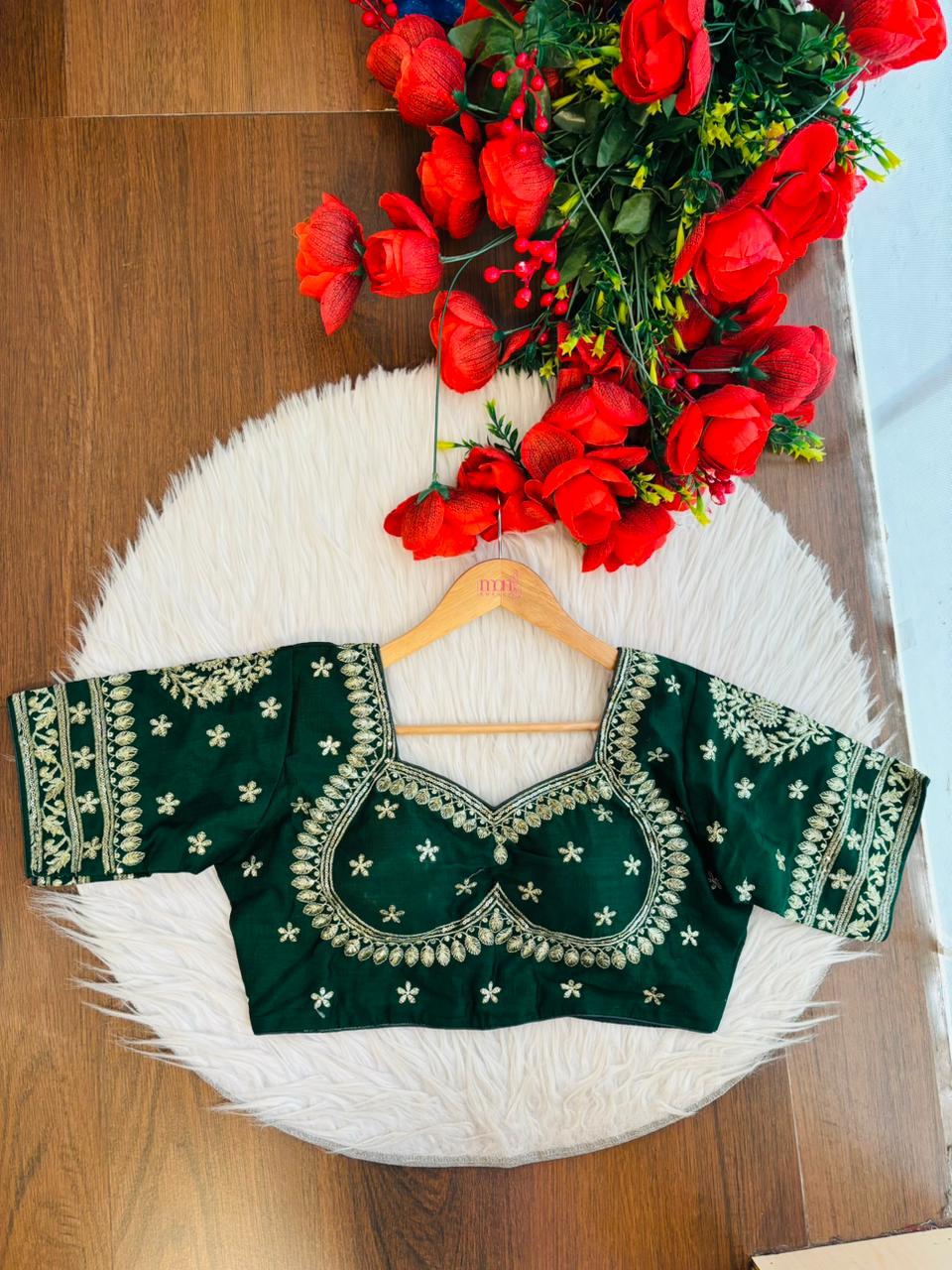 Green Fancy Silk Blouse